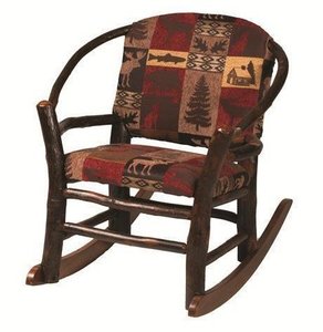 Rustic Hickory Hoop Child's Upholstered Rocking Chair