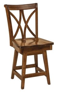 Solid Wood Double Cross Back Swivel Counter and Bar Stool