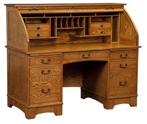 Handcrafted Solid Wood Noble Mission Rolltop Desk