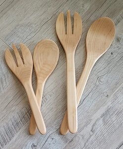 Maple Hand Carved Salad Servers In-Stock
