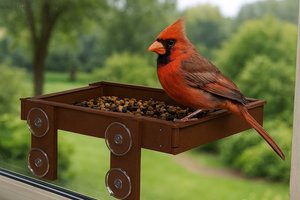 Platform Bird Feeder Window Mounted, Eco-Friendly Poly Lumber