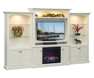 Amish Park Lane Electric Fireplace Entertainment Center with Optional Bookcases