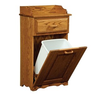 Amish Solid Wood Tilt Out Trash Bin with Drawer - Choose Size