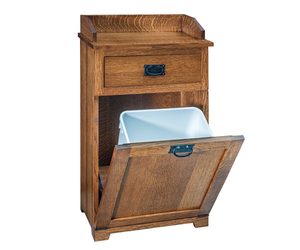 Handcrafted Mission Tilt Out Trash Bin Cabinet with Drawer
