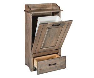 Amish Handcrafted Solid Wood Tilt-Out Trash Bin Cabinet