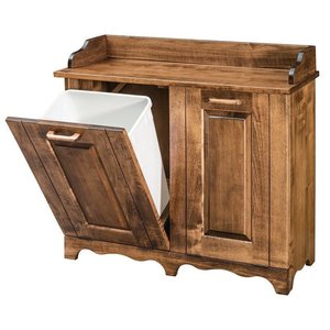 Handcrafted Solid Wood Double Tilt-Out Trash Bin Cabinet