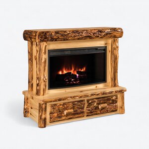 Rustic Log Mantel with Electric Fireplace