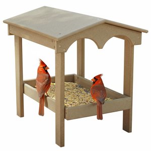 Crafted Poly Ground Tray Bird Feeder with Roof