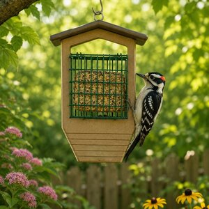 Suet Feeder with Tail Prop for Single Cake in Poly Lumber