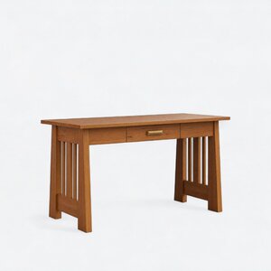 Meridian Mission Rustic Hickory Wood Writing Desk with Drawer - Quick Ship