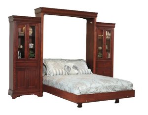 San Marco Solid Wood Murphy Bed with Optional Side Bookcases