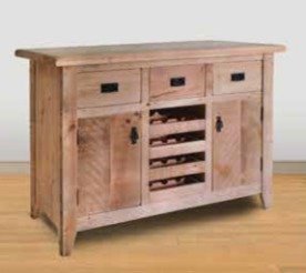 Ruff Sawn Originals Home Bar with Wine Rack Pull-Outs