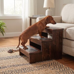 Solid Wood Pet Steps for Beds | Wooden Dog Stairs for Small Dogs