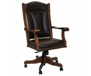 Upholstered Traditional Executive Desk Chair with Casters