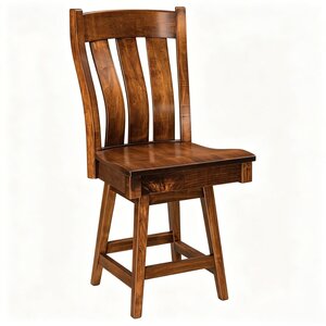 Solid Wood Laurel Curved Slat Back Counter and Bar Stool with Swivel