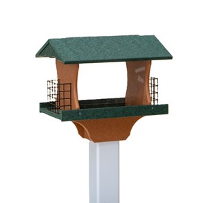 Recycled Eco Friendly Poly Lumber Hopper Bird Feeder with Suet Cages