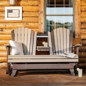 LuxCraft Poly 5' Adirondack Glider with Flip Down Center Console