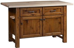 Amish Solid Wood Kitchen Island With Pull Out Seats