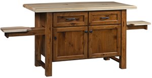 Handcrafted Solid Wood Kitchen Island With Pull Out Seats