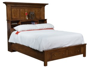 David Tall Bookcase Platform Bed with Footboard Storage