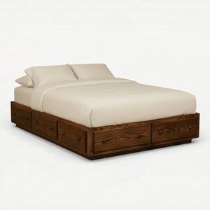 Handcrafted Amos Hardwood Platform Bed with Drawers