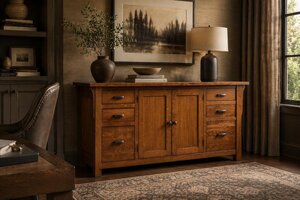 Churchill Mission Solid Wood 72" Credenza Cabinet