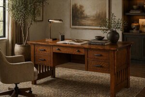 Churchill Mission Solid Wood Writing Desk with Slat Sides