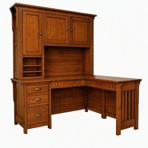 Churchill Mission Solid Wood Corner L-Shaped Desk with Optional Hutch Top