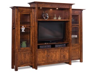 Vivid Mission 3-Piece Entertainment Center Wall Unit with Bookcases