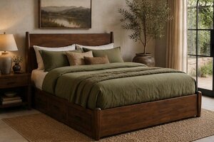 Kirtland Mid-Century Modern Panel Storage Bed