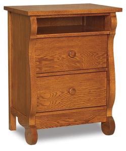 Lydia Classic Sleigh Two Drawer Nightstand with Opening