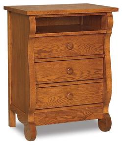 Lydia Classic Sleigh Three Drawer Nightstand with Opening