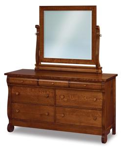 Lydia Classic Sleigh 58" Seven Drawer Dresser with Optional Mirror