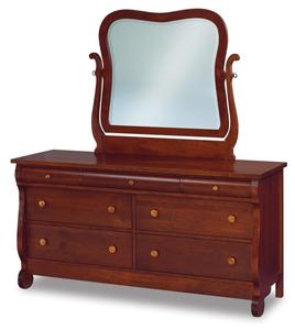 Lydia Classic Sleigh 65" Seven Drawer Dresser with Optional Mirror