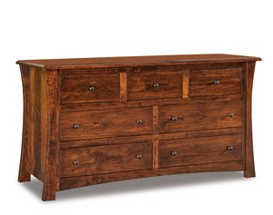 Isaiah Custom Solid Wood 7-Drawer Dresser with Optional Beveled Mirror