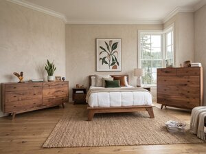 Cumulus Lake Mid-Century Modern 4-Piece Platform Bedroom Set