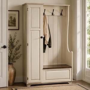 Solid Wood McCord Entryway Hall Tree Bench