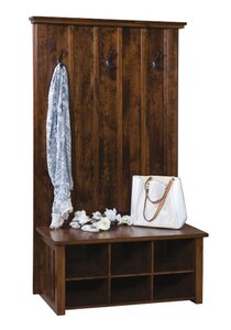 Handcrafted Entryway Hall Tree with Shoe Storage