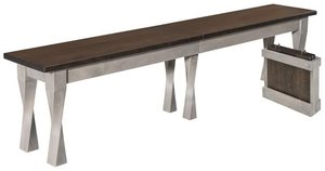 Solid Wood Oxnard Modern Twisted Leg Backless Dining Bench