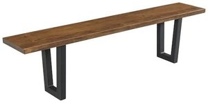 Modern Minimalist Wood and Metal Backless Dining Bench with Optional Live Edge