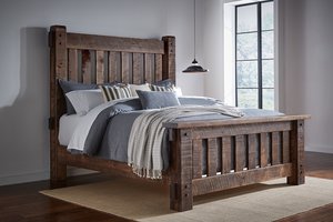 King Rustic Rough Sawn Maple Dutton Bed with High Headboard - Quick Ship