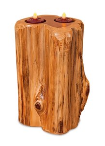 Rustic Log Tea Light Candle Holder