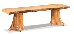 Rustic Tree Stump Log Flat Bench with Optional Footrest