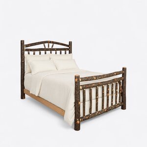 Queen Wagon Wheel Rustic Hickory Bed - Quick Ship