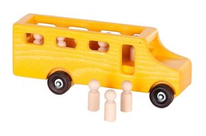 Small Wooden Toy School Bus with Little People