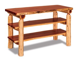 Log Flat Sofa Table with Shelves