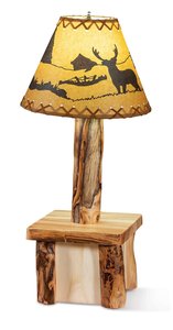 Amish Log Cordless Table Light