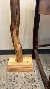 wood base of log floor lamp