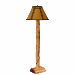 Rustic Log Floor Lamp with Optional Shade