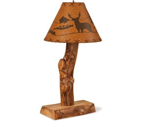 Handcrafted Rustic Log Table Lamp with Optional Shade